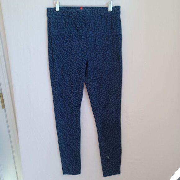 Spanx Animal Print Jeggings Blue Black Leopard Cheetah Print Stretch Pull On Lrg - Picture 6 of 10